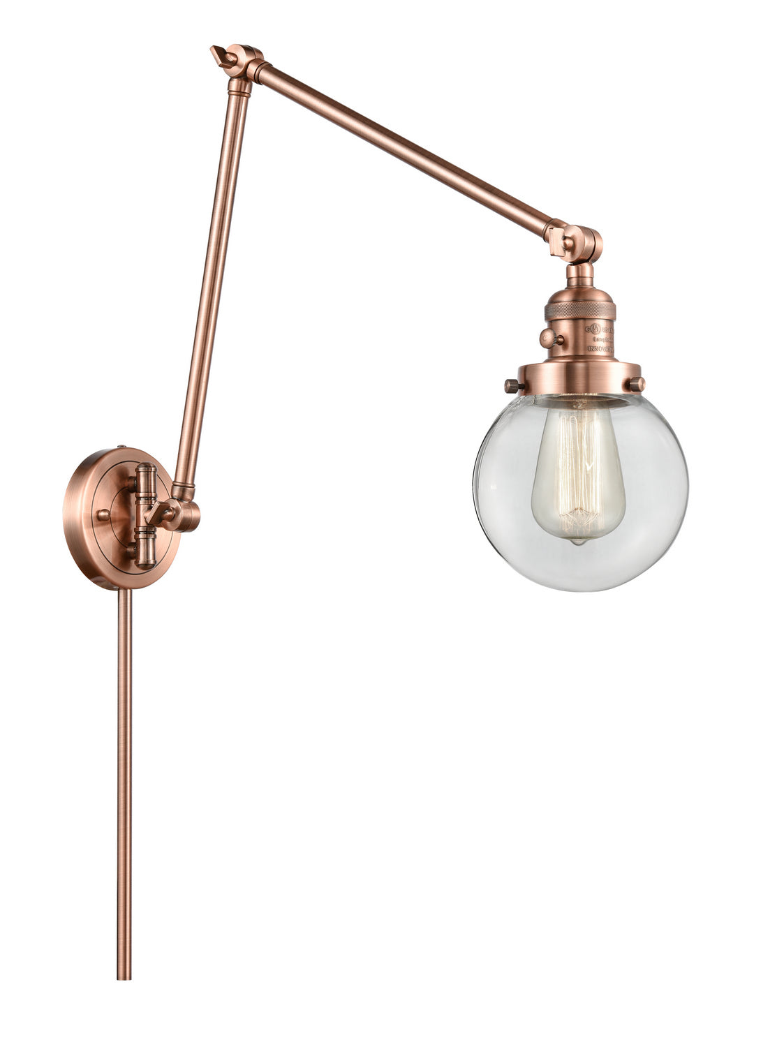 Innovations - 238-AC-G202-6 - One Light Swing Arm Lamp - Franklin Restoration - Antique Copper