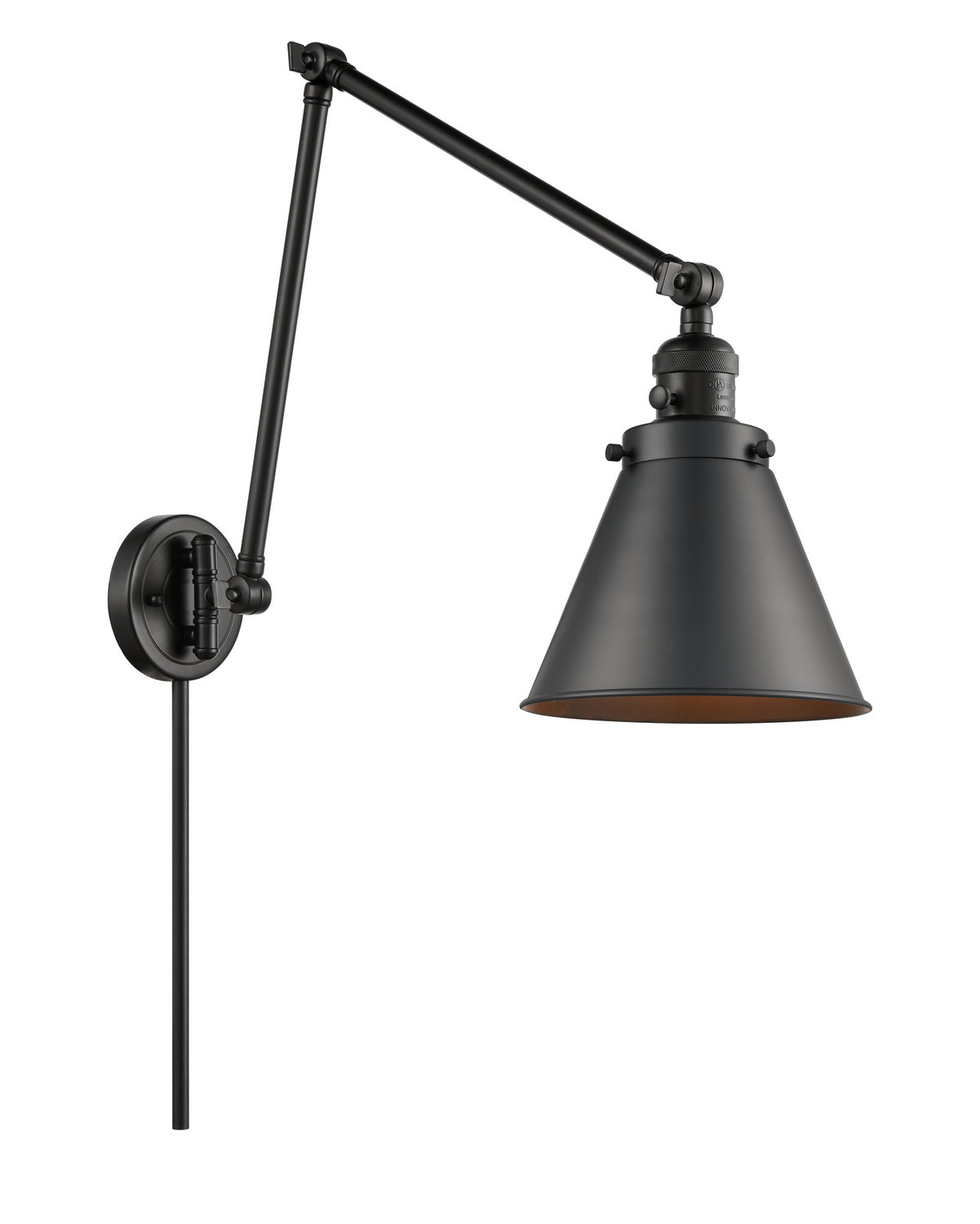 Innovations - 238-BK-M13-BK - One Light Swing Arm Lamp - Franklin Restoration - Matte Black