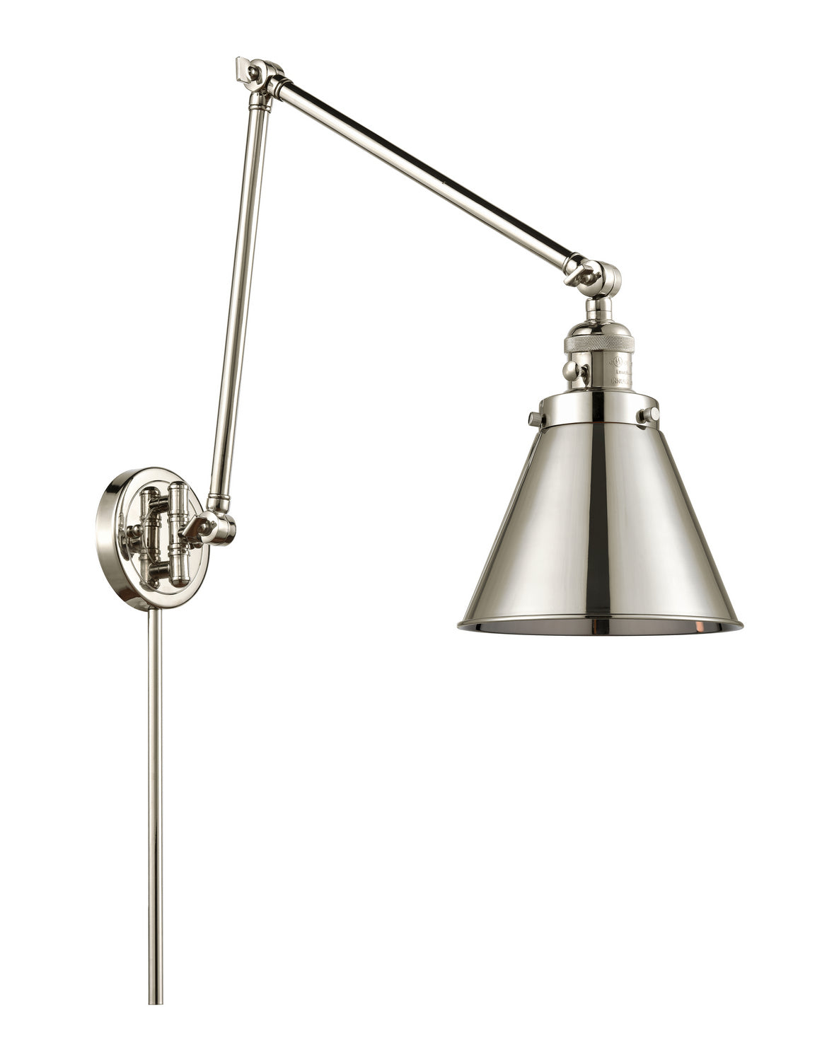 Innovations - 238-PN-M13-PN - One Light Swing Arm Lamp - Franklin Restoration - Polished Nickel