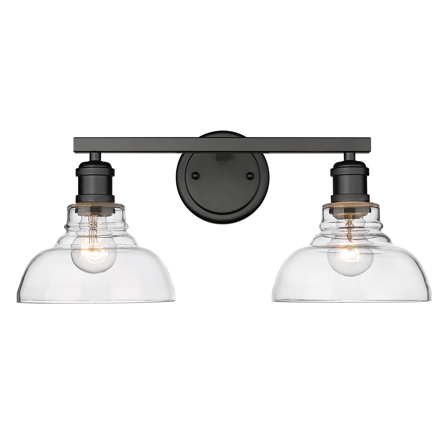 Golden - 0305-BA2 BLK-CLR - Two Light Bath Vanity - Carver BLK - Matte Black