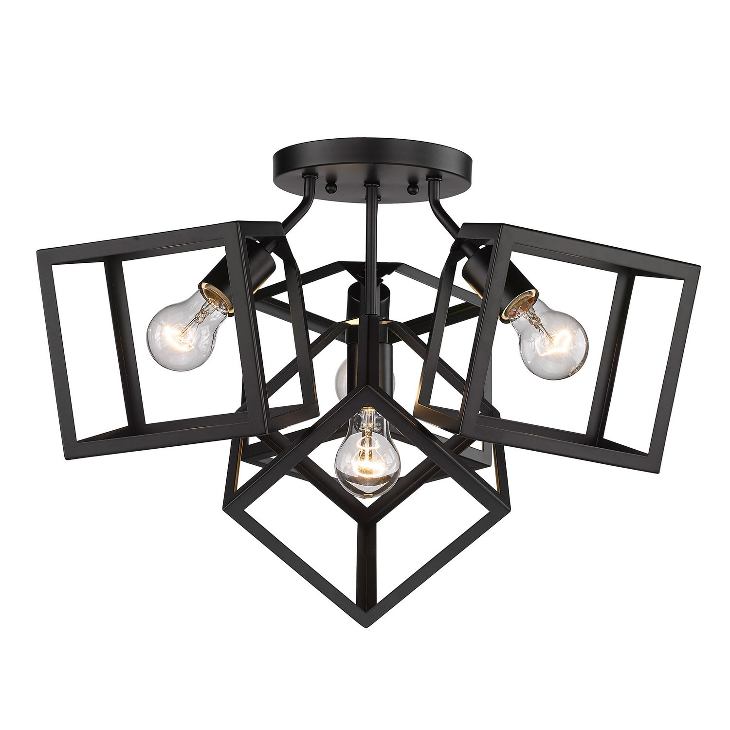 Golden - 2086-4SF BLK - Four Light Semi-Flush Mount - Cassio BLK - Matte Black