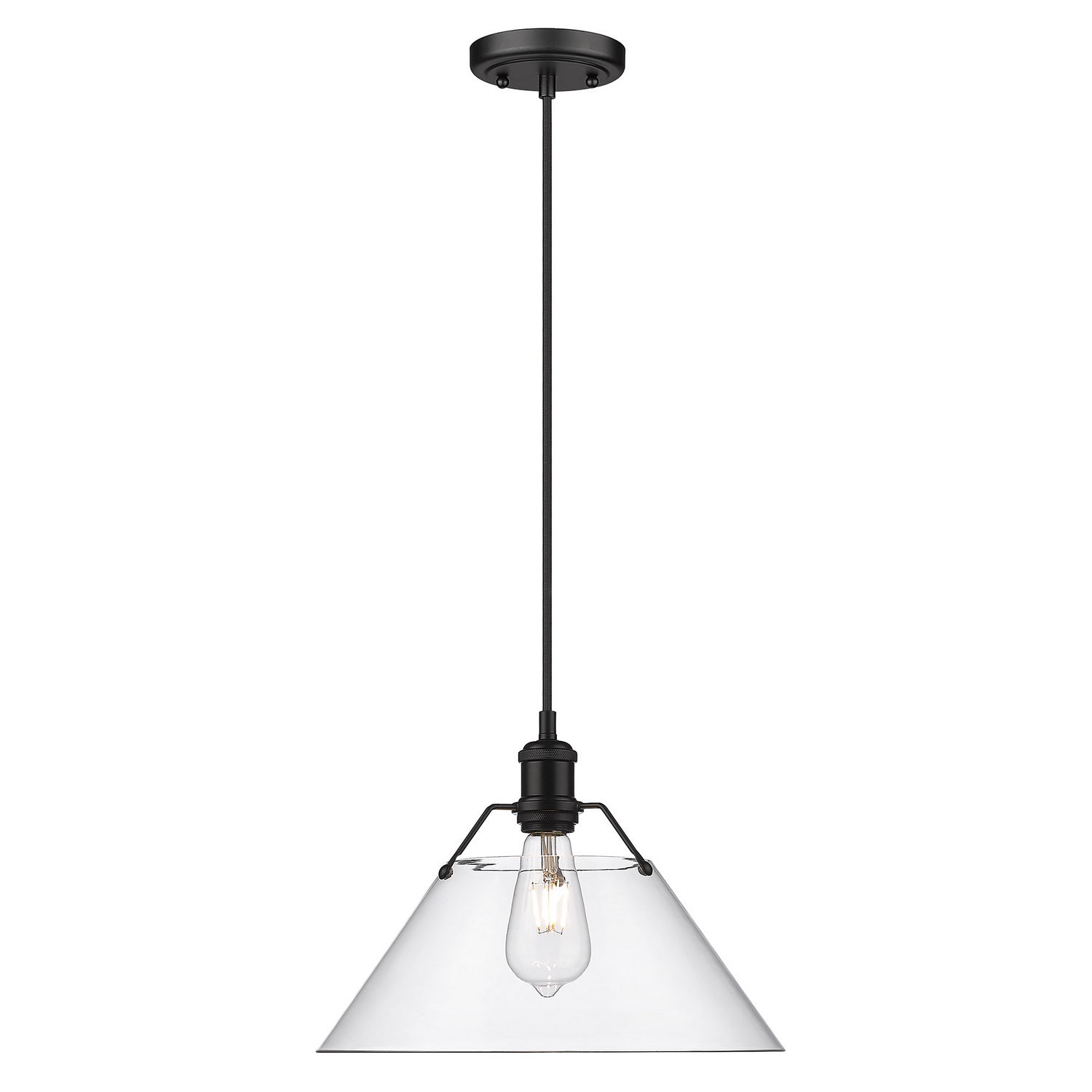 Golden - 3306-L BLK-CLR - One Light Pendant - Orwell BLK - Matte Black