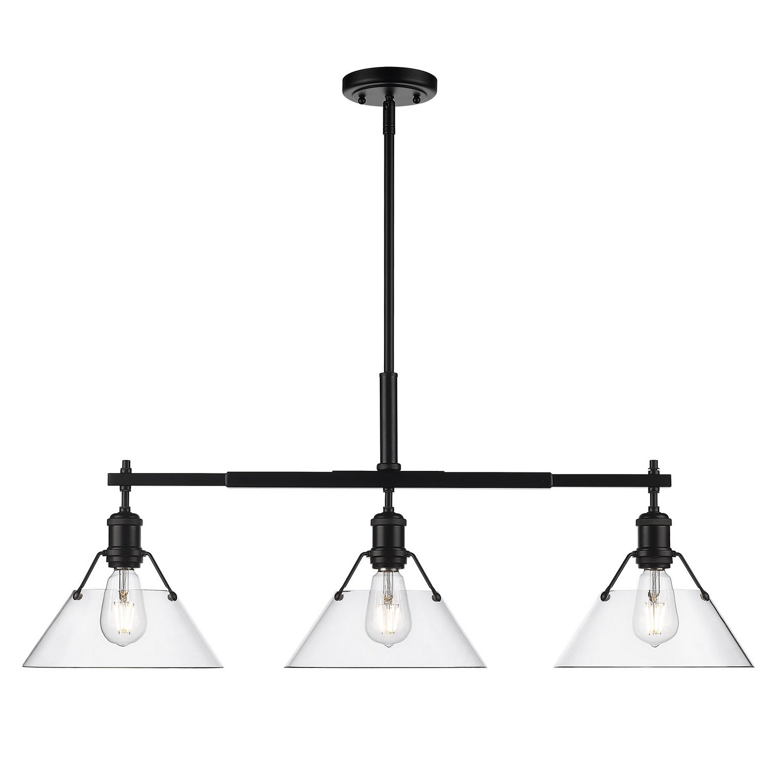 Golden - 3306-LP BLK-CLR - Three Light Linear Pendant - Orwell BLK - Matte Black