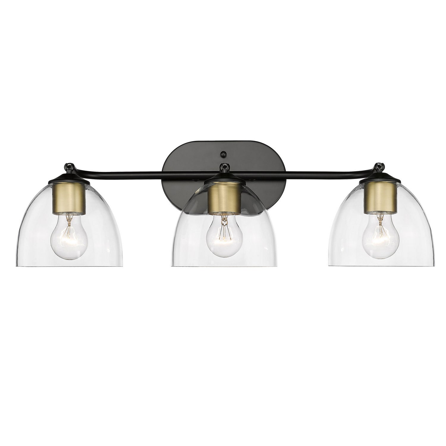 Golden - 6958-3SF BLK-BCB-CLR - Three Light Semi-Flush Mount - Roxie - Matte Black