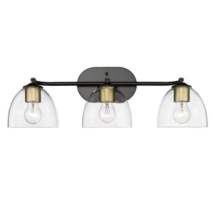 Golden - 6958-3SF BLK-BCB-CLR - Three Light Semi-Flush Mount - Roxie - Matte Black