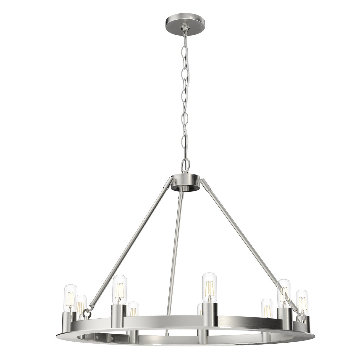 Hunter - 19031 - Nine Light Chandelier - Saddlewood - Brushed Nickel