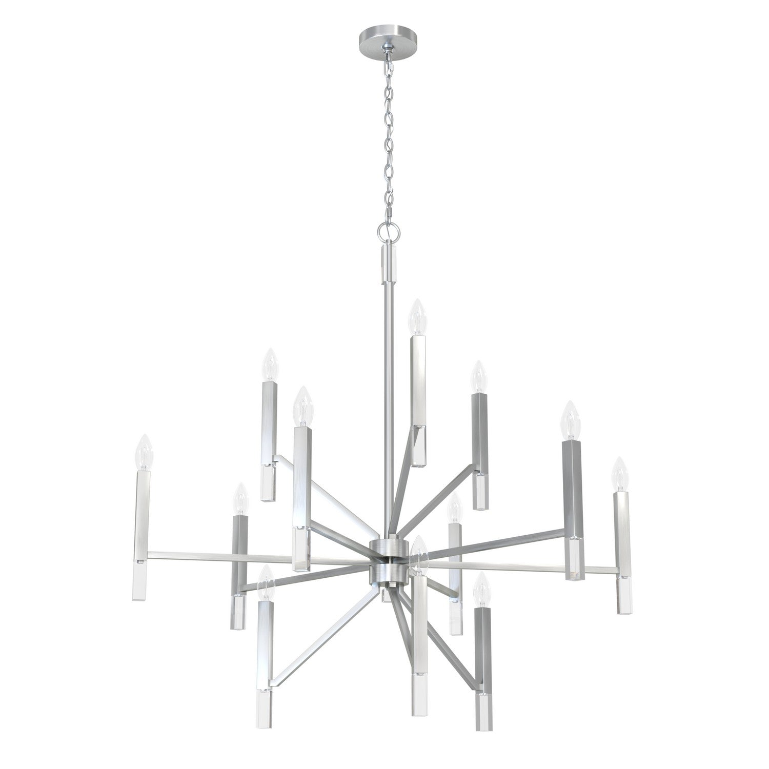Hunter - 19528 - 12 Light Chandelier - Sunjai - Brushed Nickel