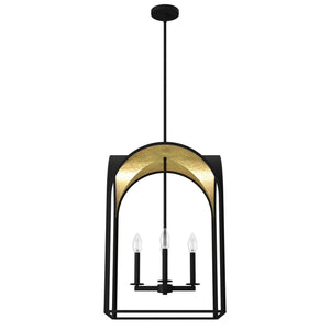 Hunter - 19733 - Four Light Pendant - Dukestown - Natural Black Iron