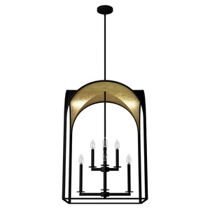 Hunter - 19735 - Eight Light Pendant - Dukestown - Natural Black Iron