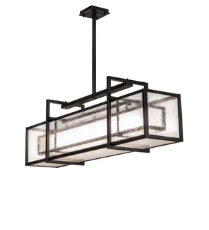 Meyda Tiffany - 250506 - Six Light Pendant - Nelson - Black Satin Wrought Iron