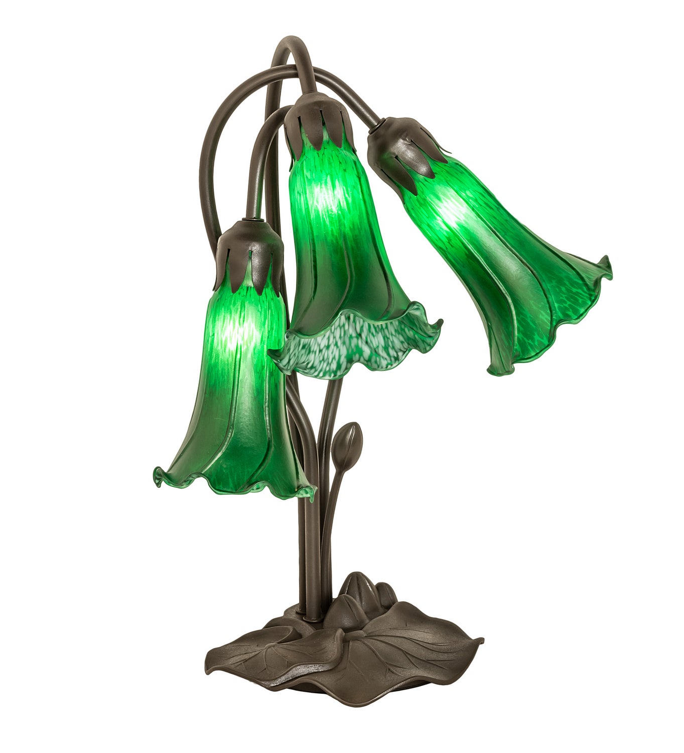 Meyda Tiffany - 136434 - Three Light Table Lamp - Green - Mahogany Bronze