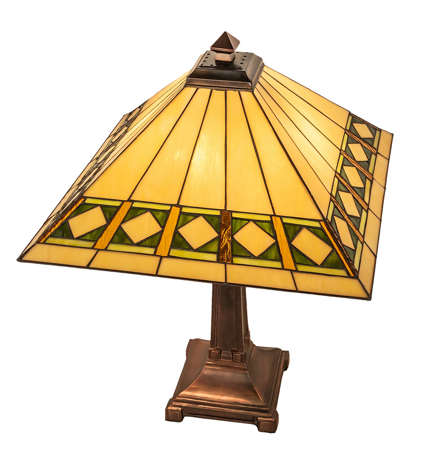 Meyda Tiffany - 17382 - Two Light Table Lamp - Diamond Band Mission - Mahogany Bronze