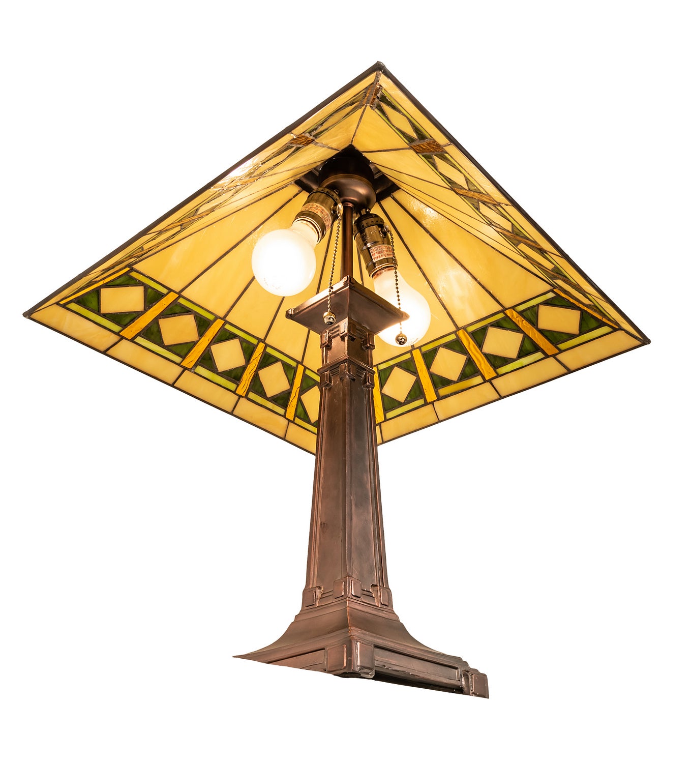 Meyda Tiffany - 17382 - Two Light Table Lamp - Diamond Band Mission - Mahogany Bronze