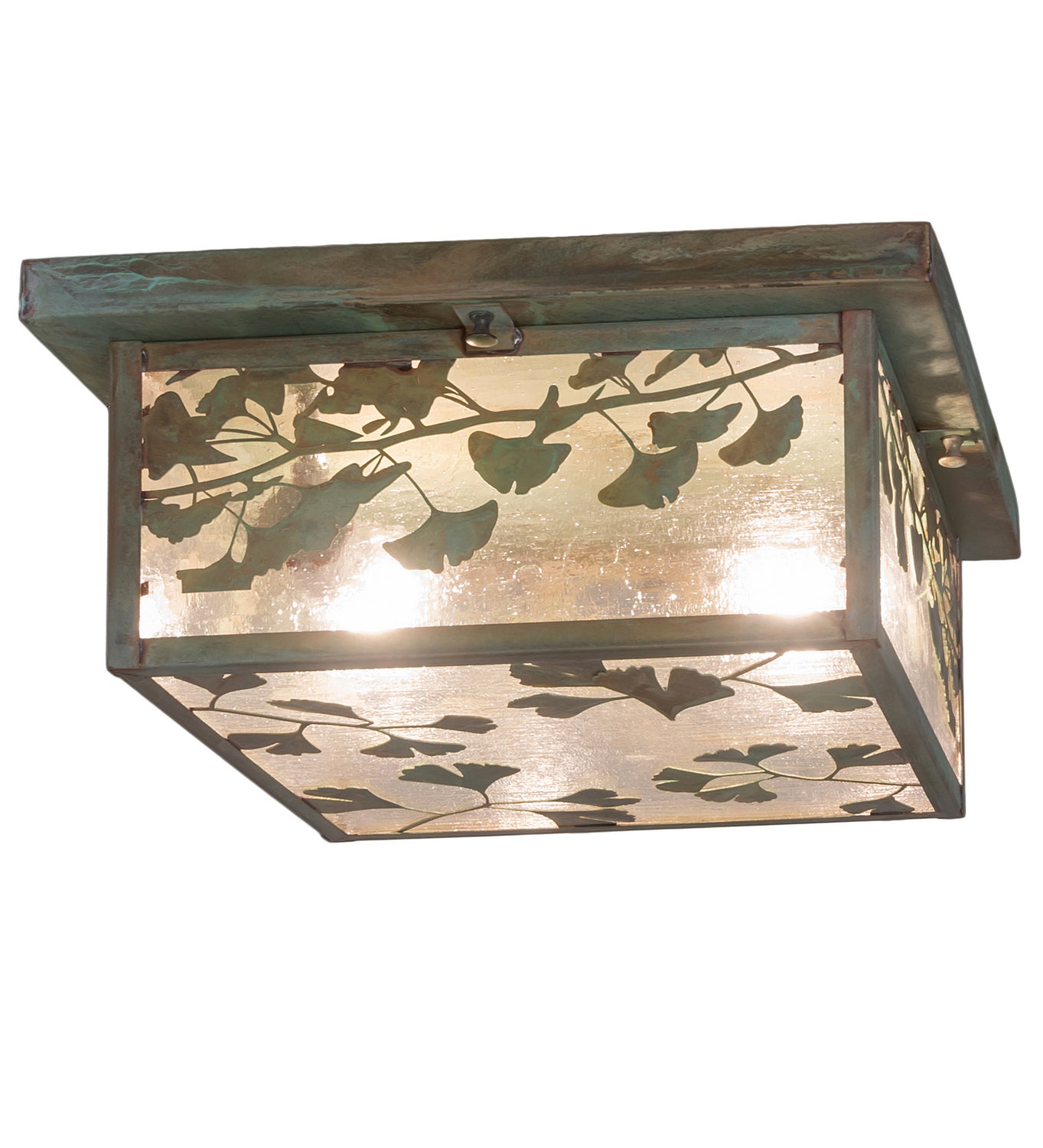 Meyda Tiffany - 251383 - Two Light Flushmount - Hyde Park - Verde Brass