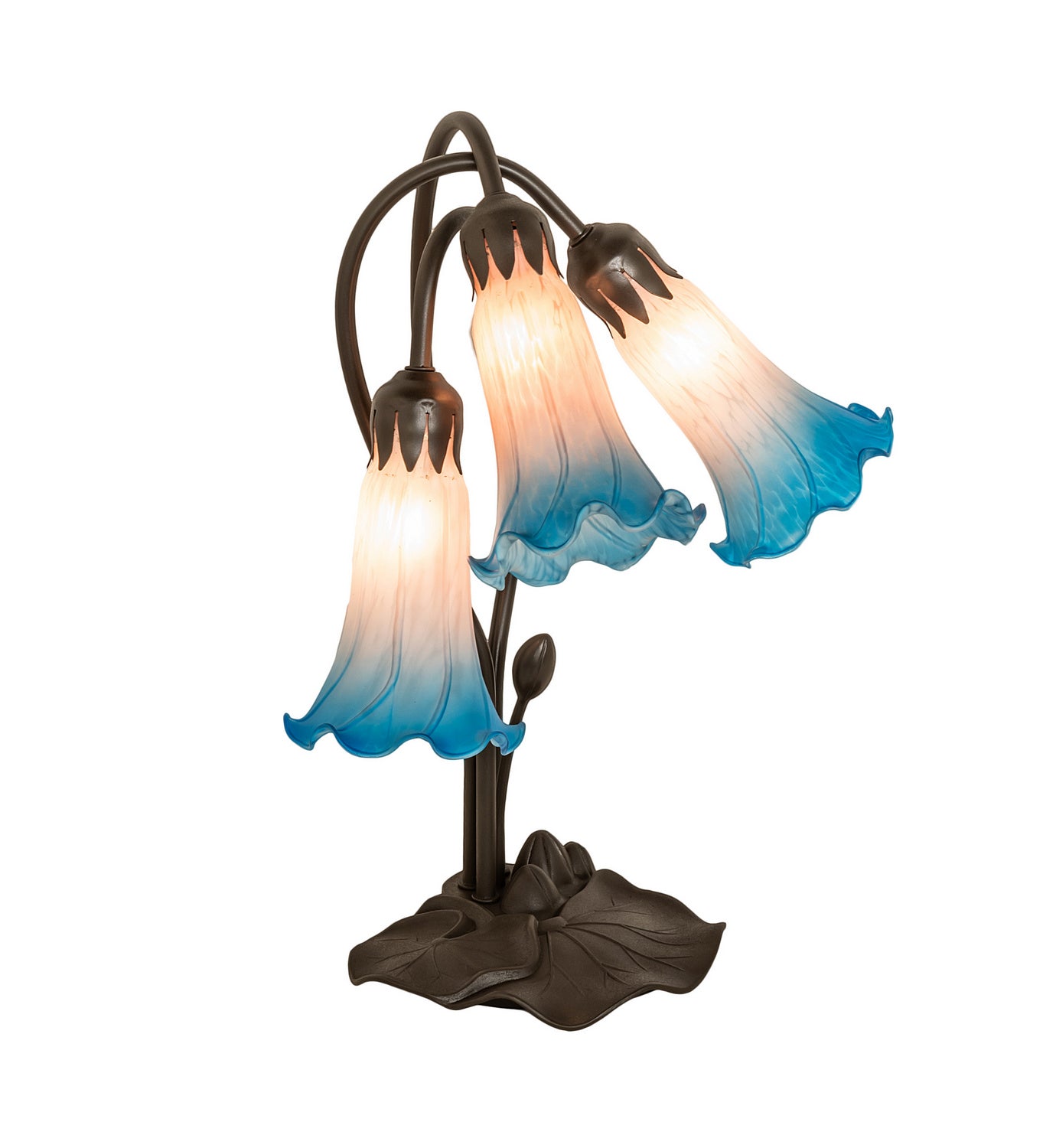 Meyda Tiffany - 254157 - Three Light Table Lamp - Pink/Blue - Mahogany Bronze