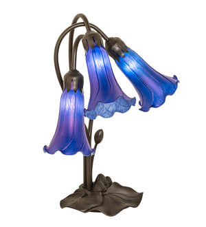 Meyda Tiffany - 254291 - Three Light Table Lamp - Blue - Mahogany Bronze