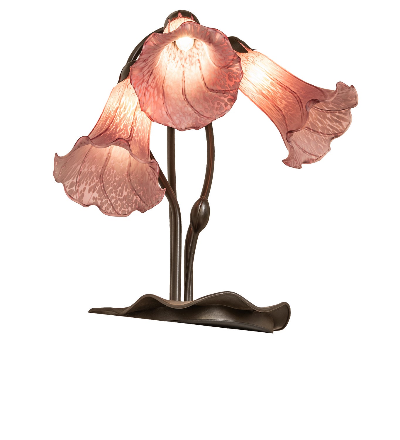 Meyda Tiffany - 254357 - Three Light Table Lamp - Lavender Pond Lily - Mahogany Bronze