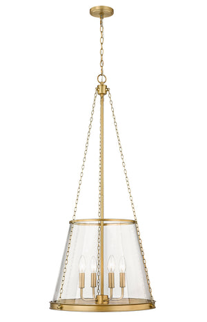 Z-Lite - 341P18-RB - Four Light Pendant - Prescott - Rubbed Brass