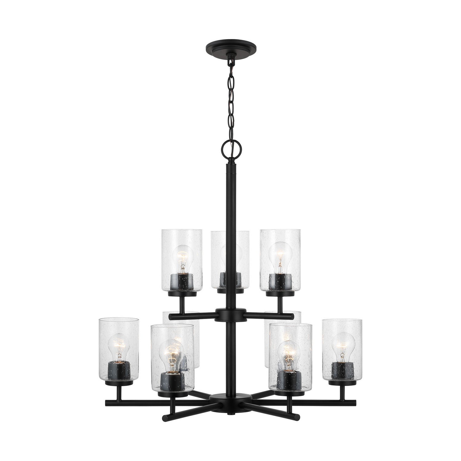 Generation Lighting. - 31172-112 - Nine Light Chandelier - Oslo - Midnight Black