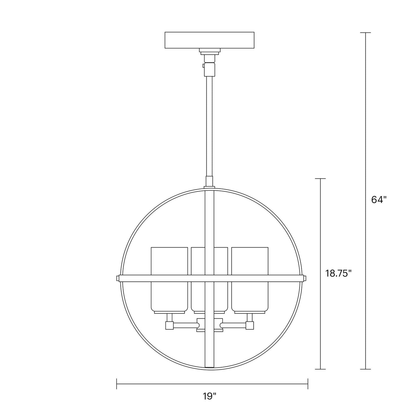 Generation Lighting - 3124603-112 - Three Light Chandelier - Alturas - Midnight Black
