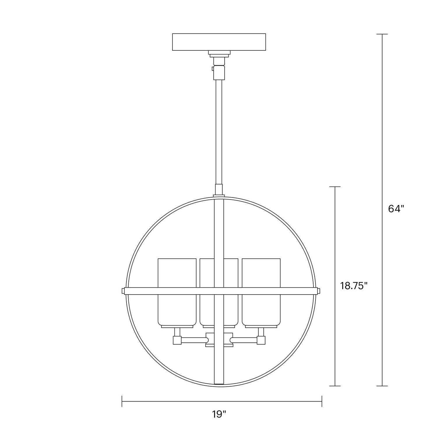 Generation Lighting. - 3124603-112 - Three Light Chandelier - Alturas - Midnight Black