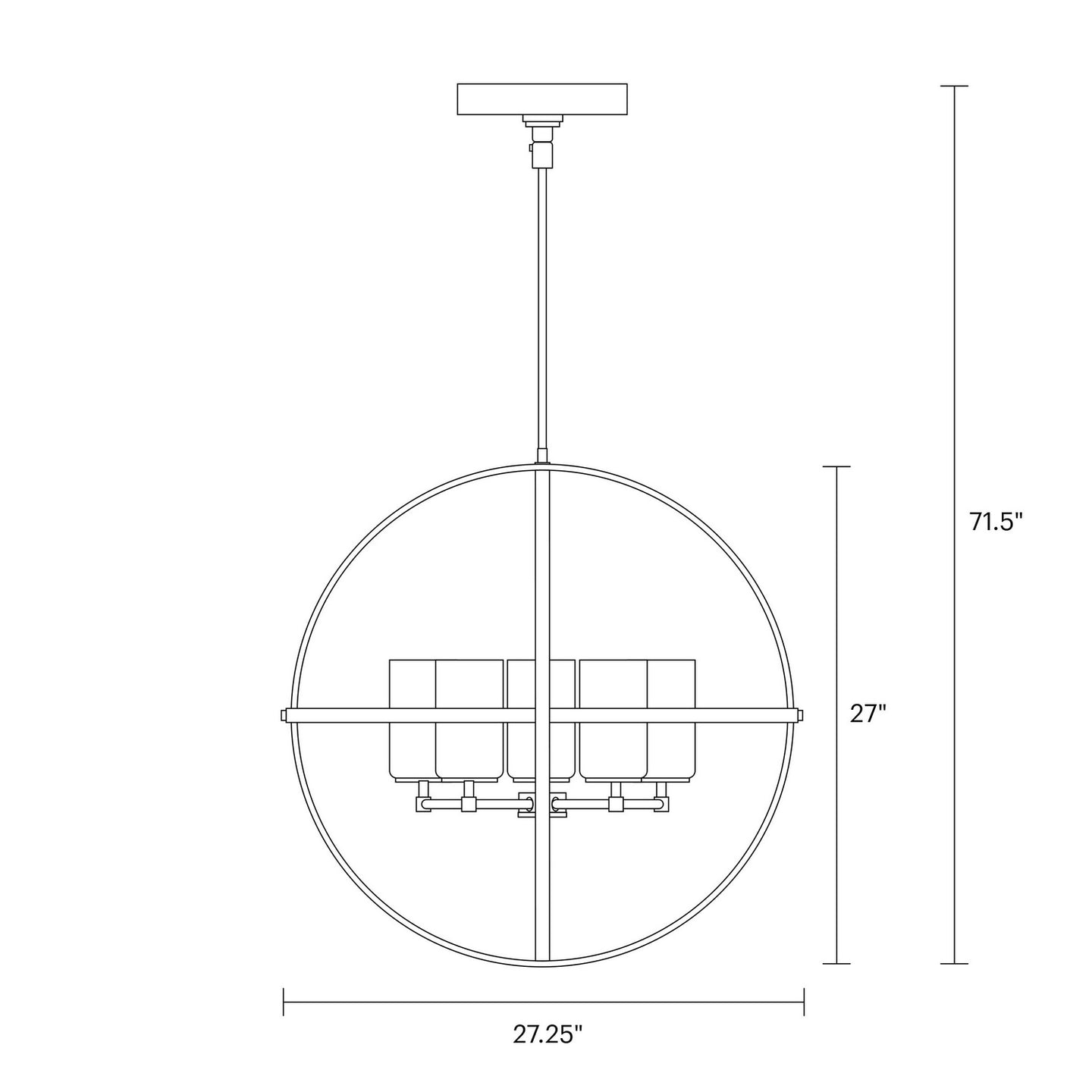 Generation Lighting - 3124605-112 - Five Light Chandelier - Alturas - Midnight Black