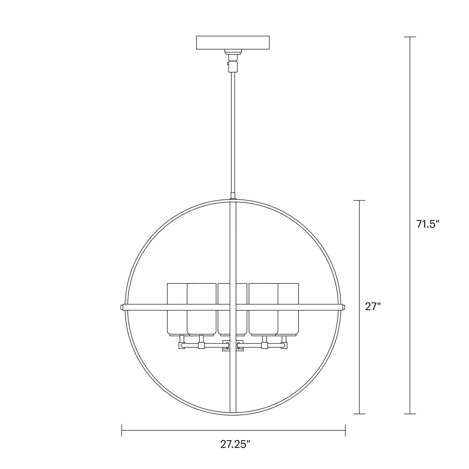 Generation Lighting. - 3124605-112 - Five Light Chandelier - Alturas - Midnight Black