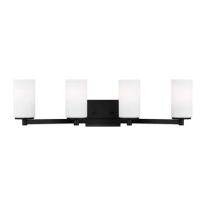 Generation Lighting. - 4439104-112 - Four Light Wall / Bath - Hettinger - Midnight Black