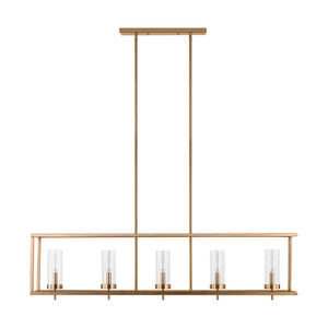 Visual Comfort Studio - 6690305EN-848 - Five Light Island Pendant - Zire - Satin Brass