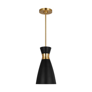 Visual Comfort Studio - EP1221MBKBBS - One Light Pendant - Heath - Midnight Black and Burnished Brass