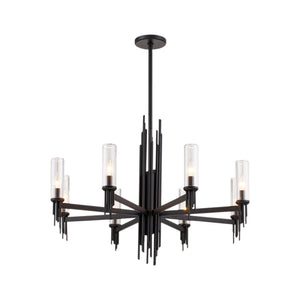 Alora - CH335836MBCR - Eight Light Chandelier - Torres - Clear Ribbed Glass/Matte Black