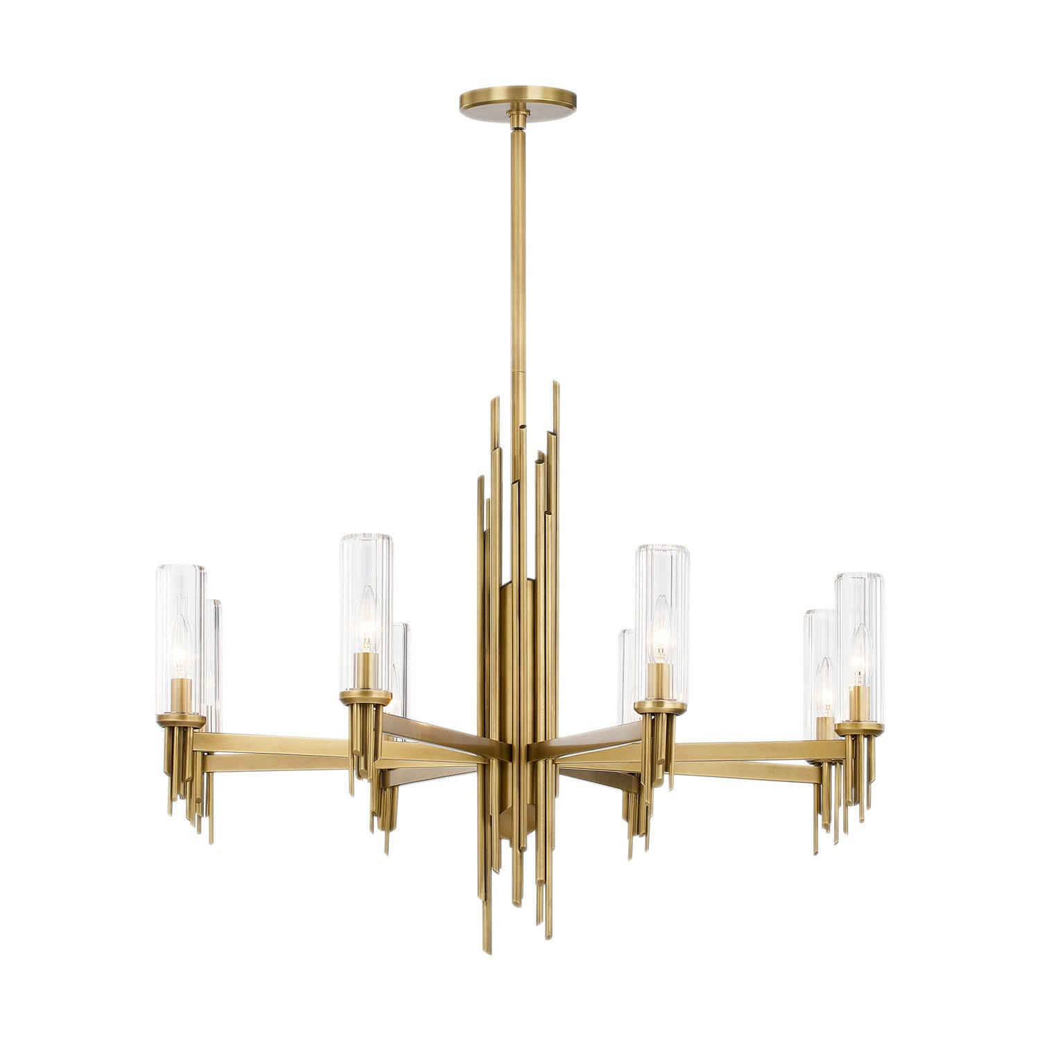 Alora - CH335836VBCR - Eight Light Chandelier - Torres - Ribbed Glass/Vintage Brass