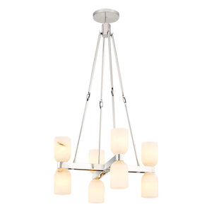 Alora - CH338822PNAR - Eight Light Chandelier - Lucian - Polished Nickel/Alabaster