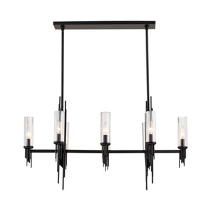 Alora - LP335838MBCR - Eight Light Pendant - Torres - Clear Ribbed Glass/Matte Black