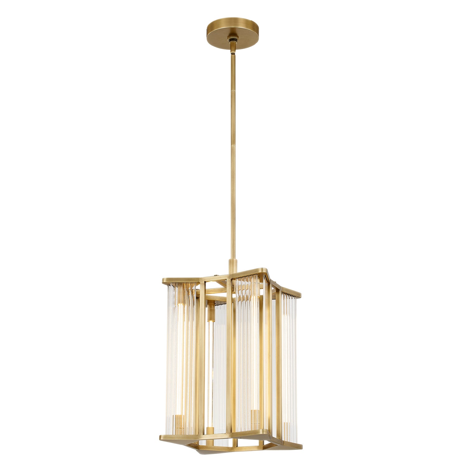 Alora - PD339415VBCR - LED Pendant - Sabre - Ribbed Glass/Vintage Brass