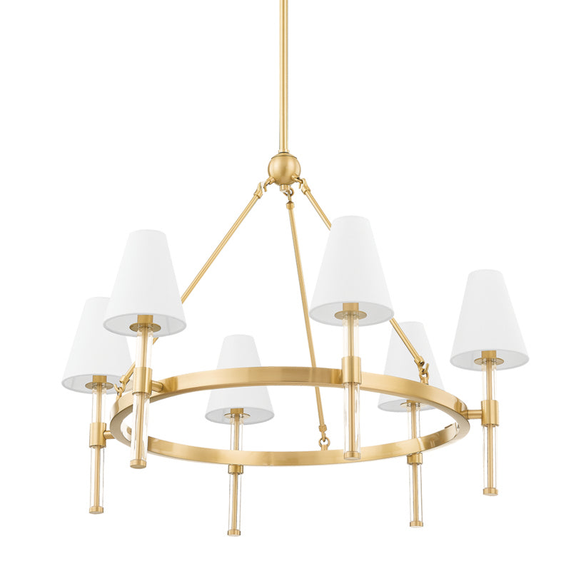 Mitzi - H630806-AGB - Six Light Chandelier - Janelle - Aged Brass