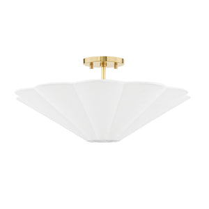 Mitzi - H676603-AGB - Three Light Semi Flush Mount - Alana - Aged Brass