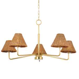 Mitzi - H704805-AGB - Five Light Chandelier - Issa - Aged Brass