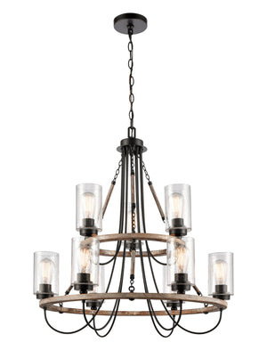 Innovations - 442-9CR-BK-G4424 - Nine Light Chandelier - Paladin - Matte Black