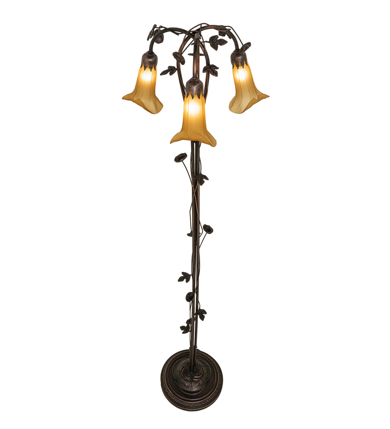 Meyda Tiffany - 243615 - Three Light Floor Lamp - Amber - Mahogany Bronze