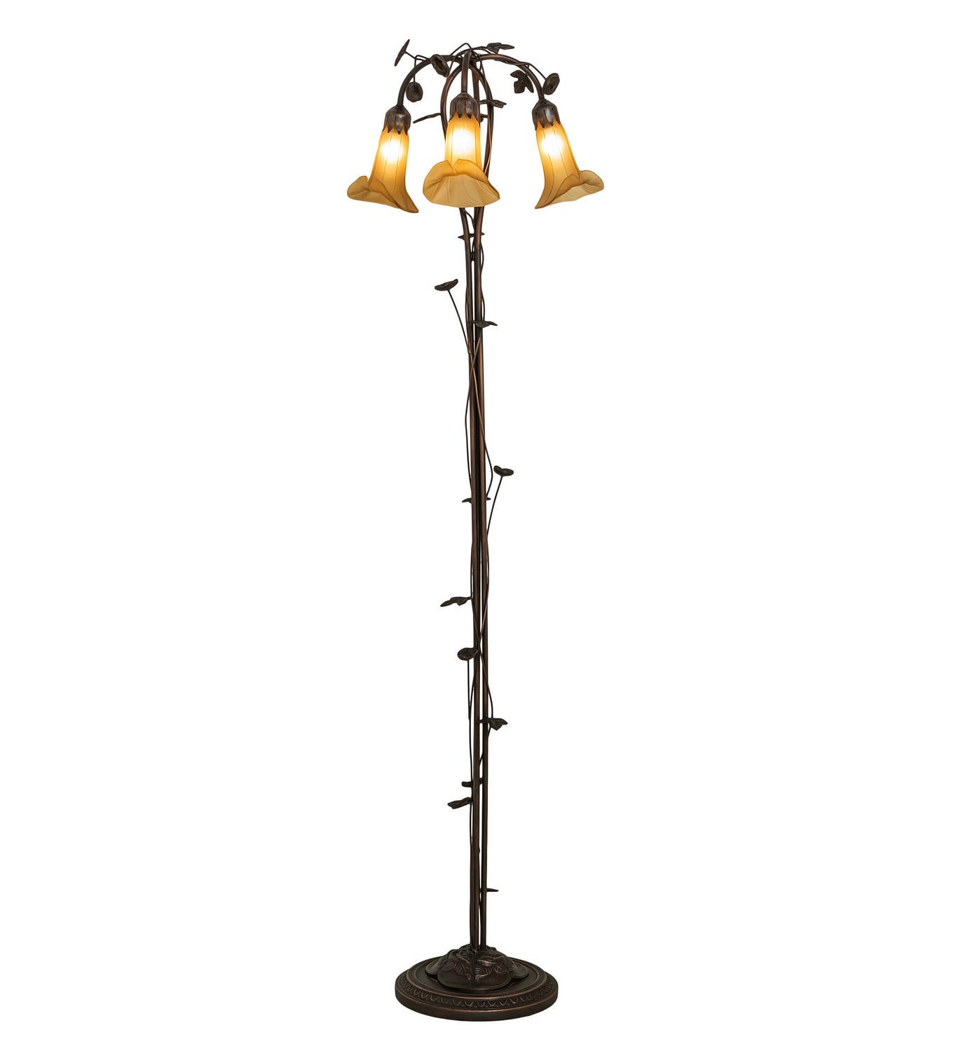 Meyda Tiffany - 243615 - Three Light Floor Lamp - Amber - Mahogany Bronze