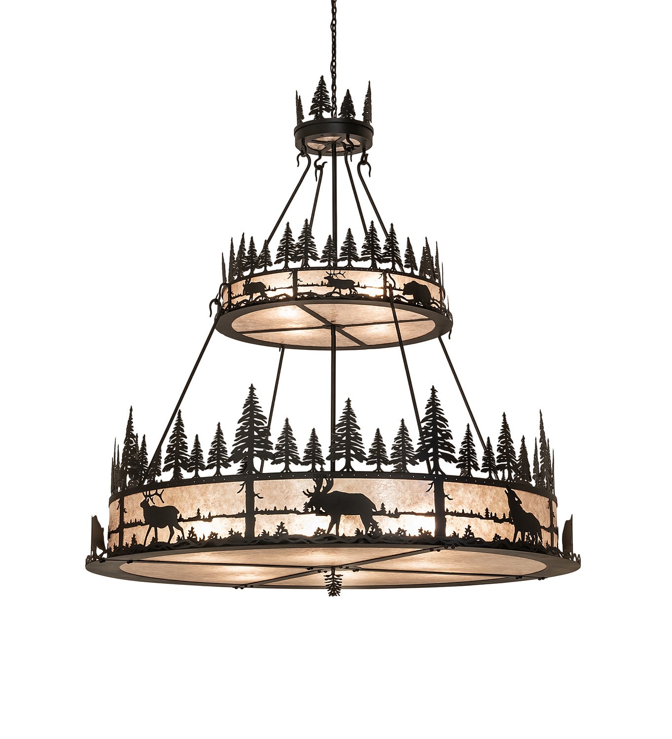 Meyda Tiffany - 251451 - 12 Light Pendant - Wildlife At Dusk - Textured Black