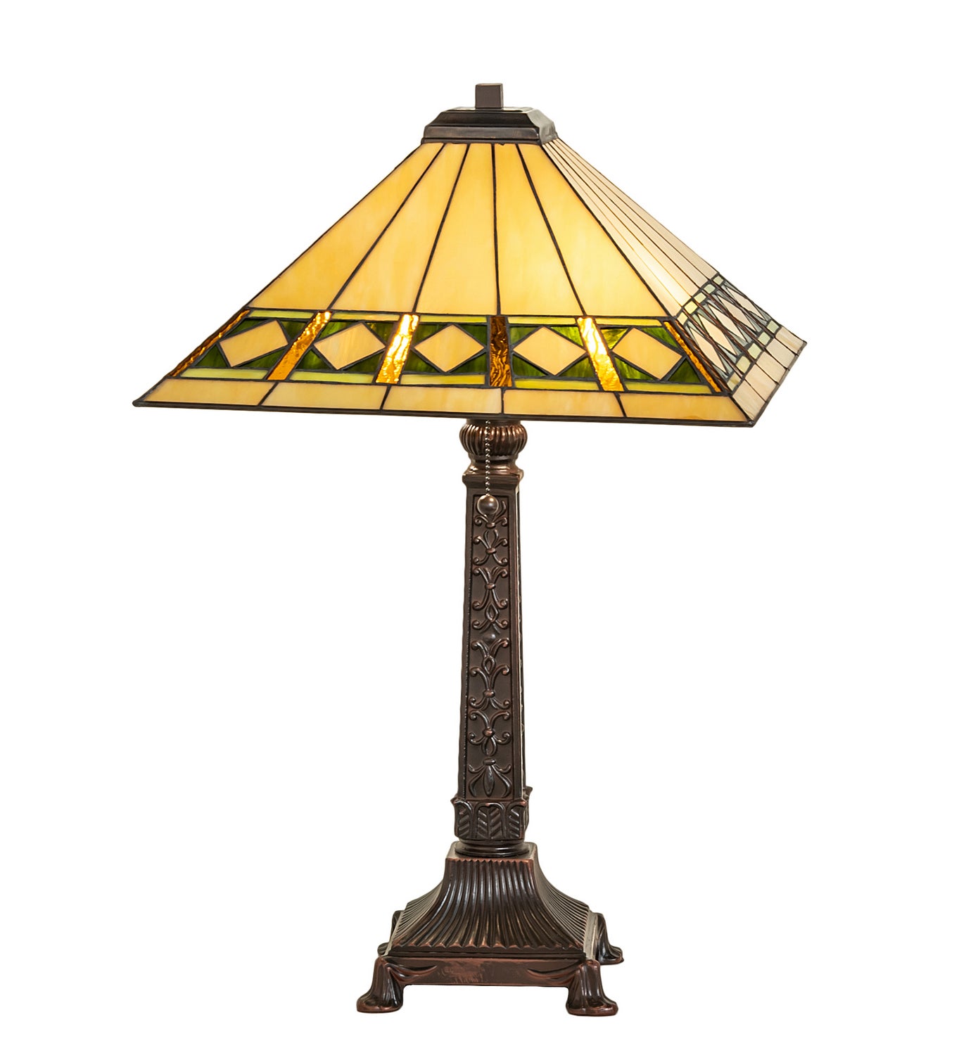 Meyda Tiffany - 255015 - Two Light Table Lamp - Diamond Band Mission - Mahogany Bronze