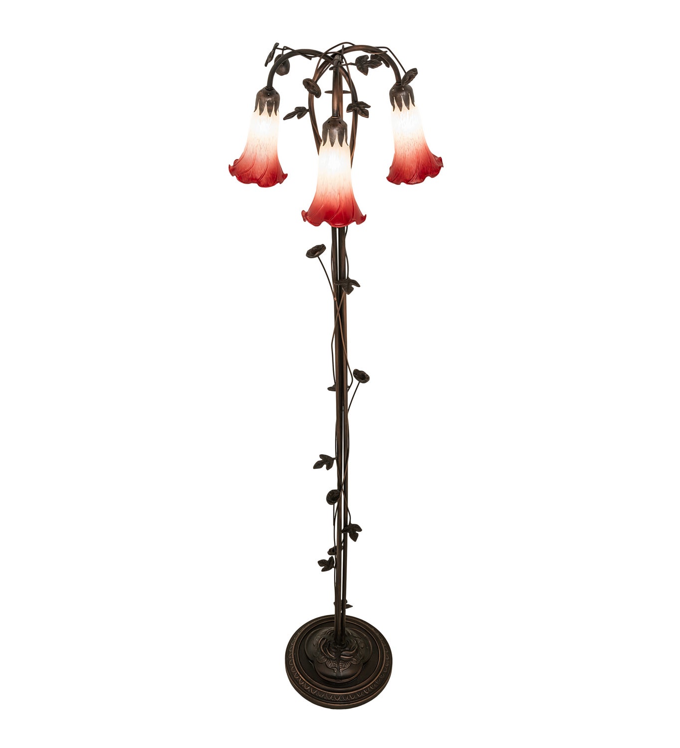 Meyda Tiffany - 255131 - Three Light Floor Lamp - Pink/White - Mahogany Bronze