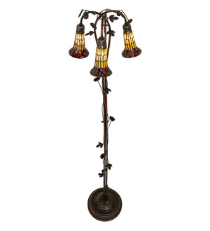 Meyda Tiffany - 255133 - Three Light Floor Lamp - Stained Glass Pond Lily - Mahogany Bronze