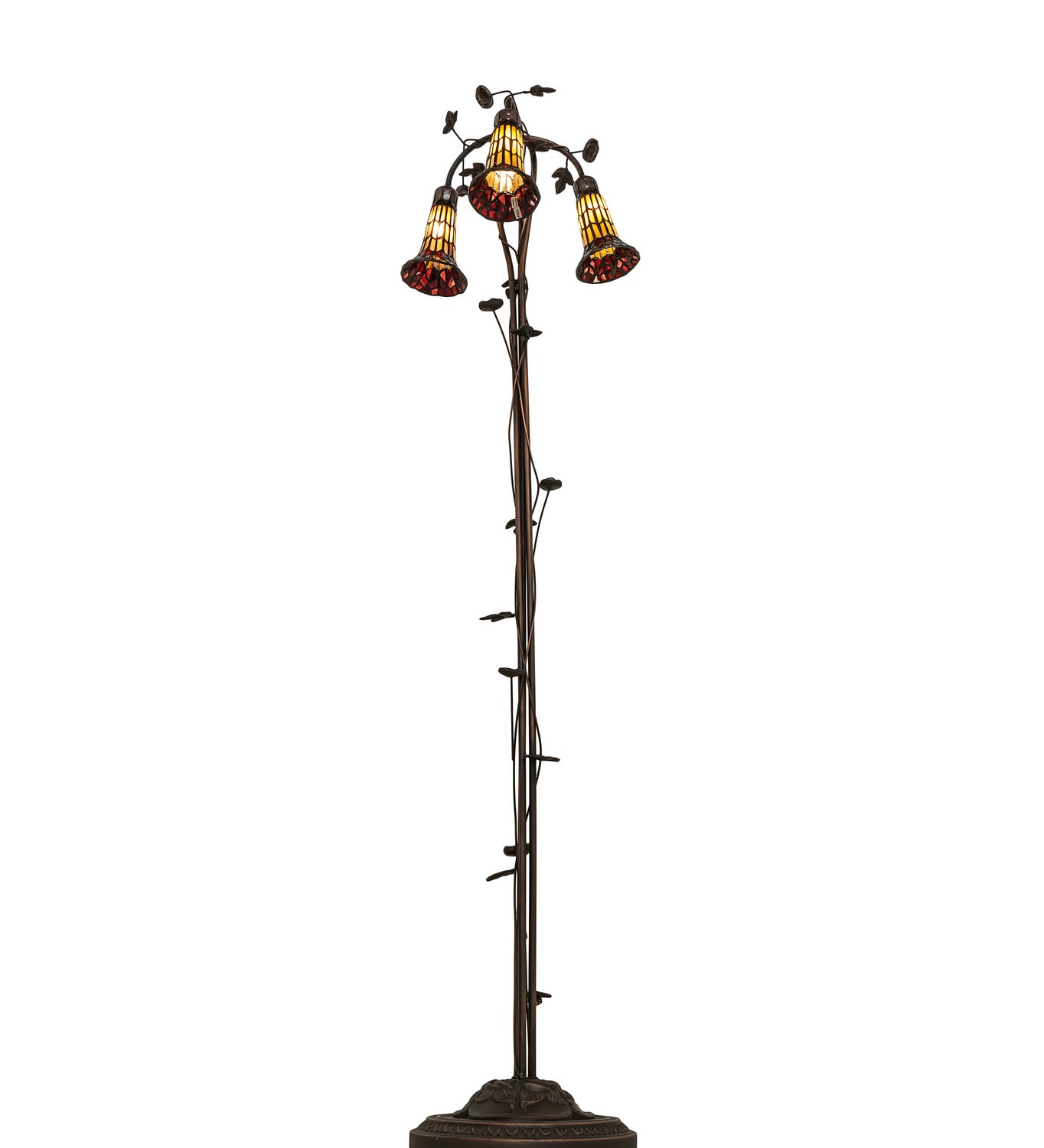 Meyda Tiffany - 255133 - Three Light Floor Lamp - Stained Glass Pond Lily - Mahogany Bronze