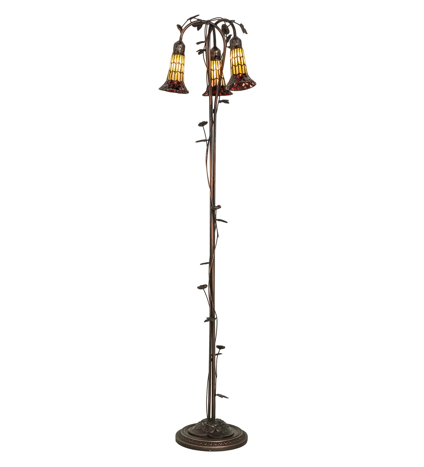 Meyda Tiffany - 255133 - Three Light Floor Lamp - Stained Glass Pond Lily - Mahogany Bronze