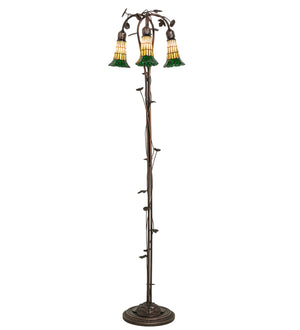 Meyda Tiffany - 255134 - Three Light Floor Lamp - Stained Glass Pond Lily - Mahogany Bronze