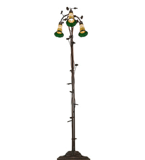 Meyda Tiffany - 255134 - Three Light Floor Lamp - Stained Glass Pond Lily - Mahogany Bronze