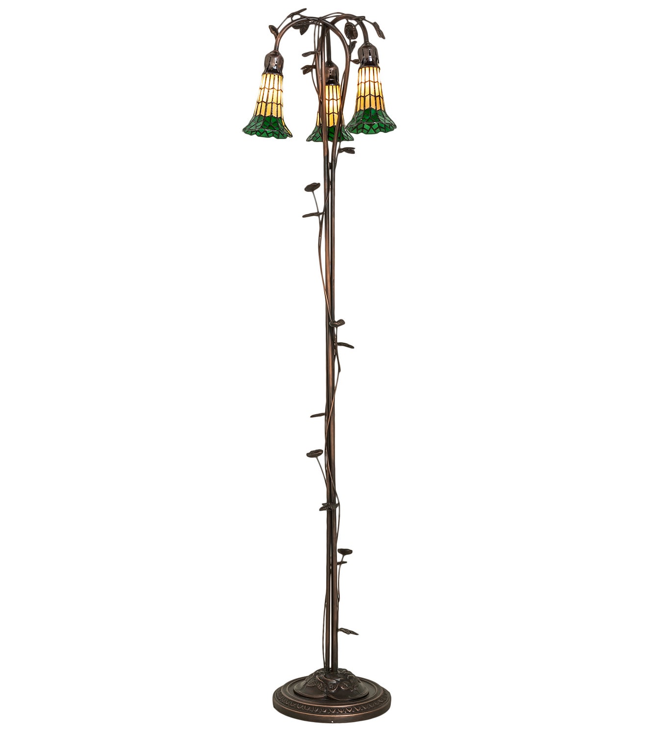 Meyda Tiffany - 255134 - Three Light Floor Lamp - Stained Glass Pond Lily - Mahogany Bronze